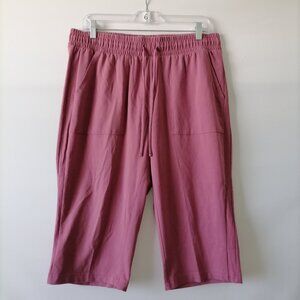 BCG Womens Pink Flat Front High Rise Straight Leg Drawstring Capri Pants Size L